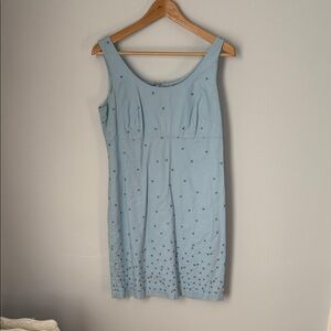 J. Crew Light Blue Embroidered Mini Dress